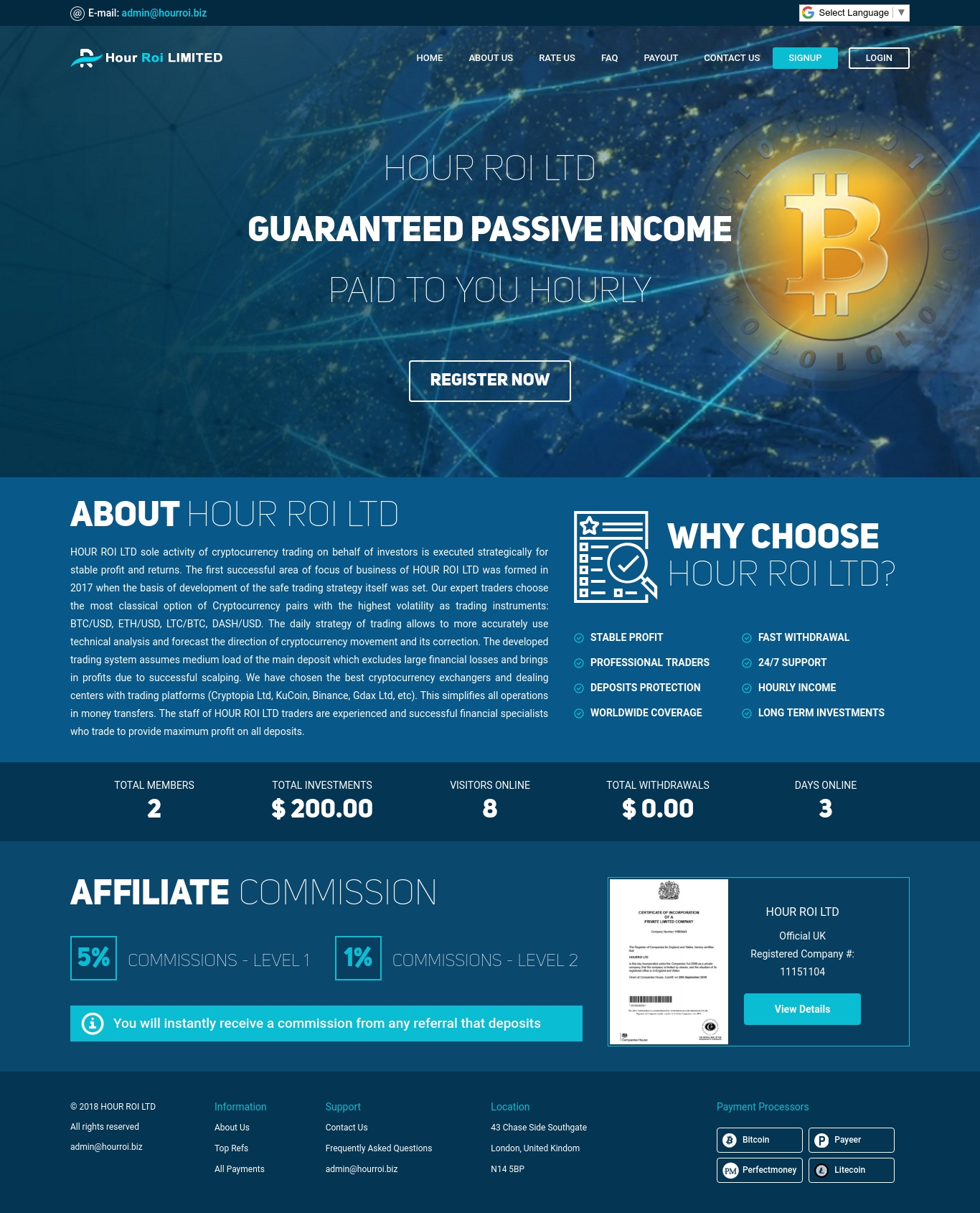 Investment project Hour Roi LTD