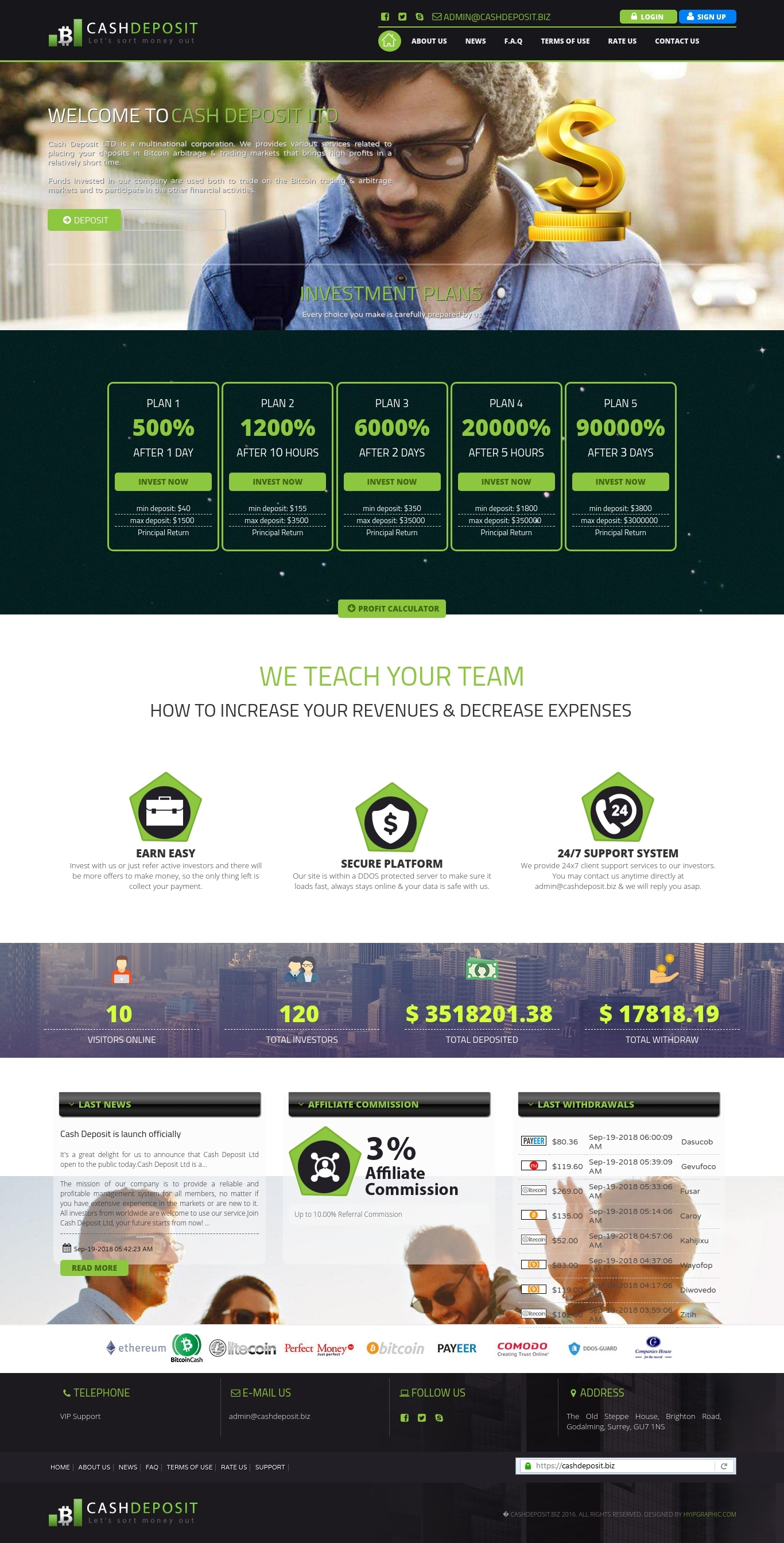 Investment project Cashdeposit