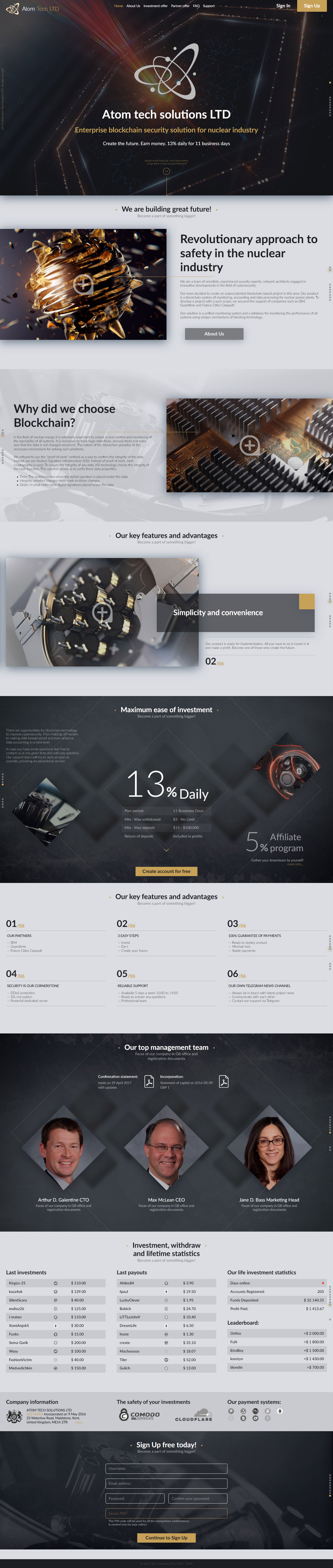 Investment project Atomtech Solutions Ltd