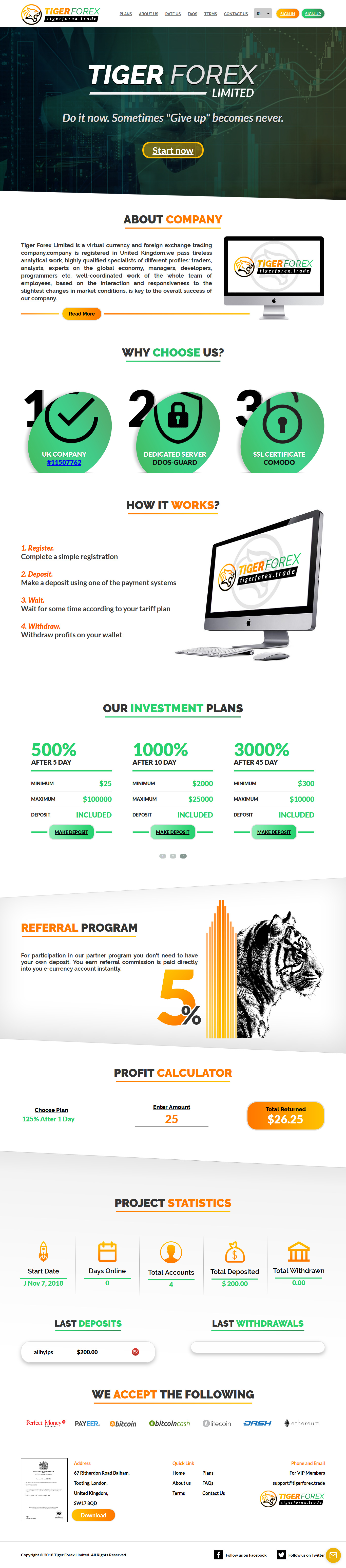 HYIP doubler Tiger Forex Limited