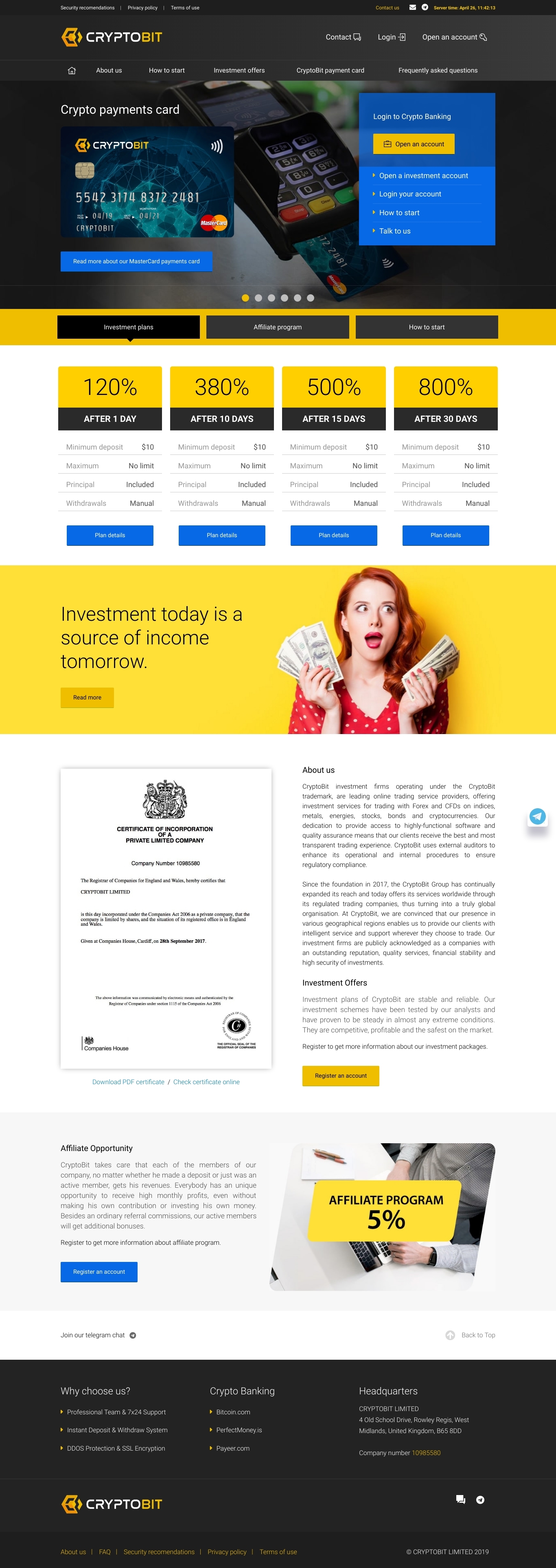 Gaming HYIP project Cryptobit