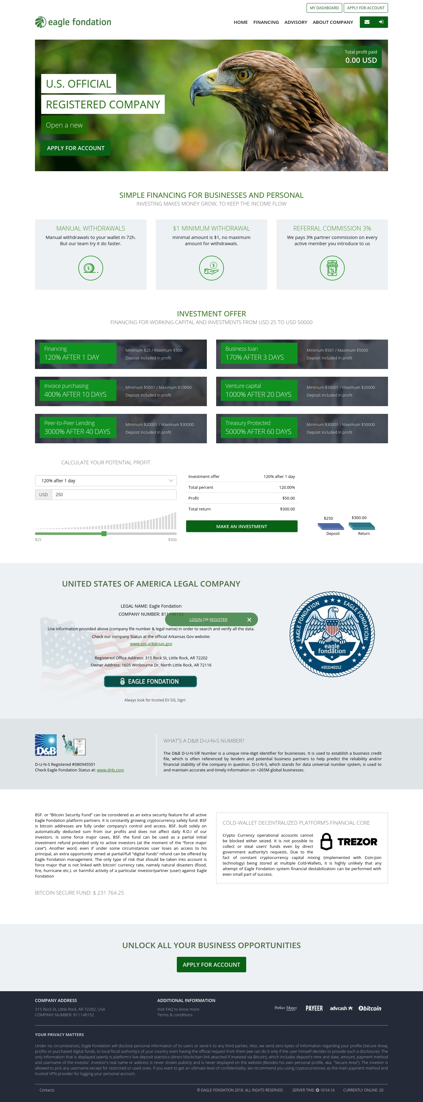 Gaming HYIP project Eaglefondation
