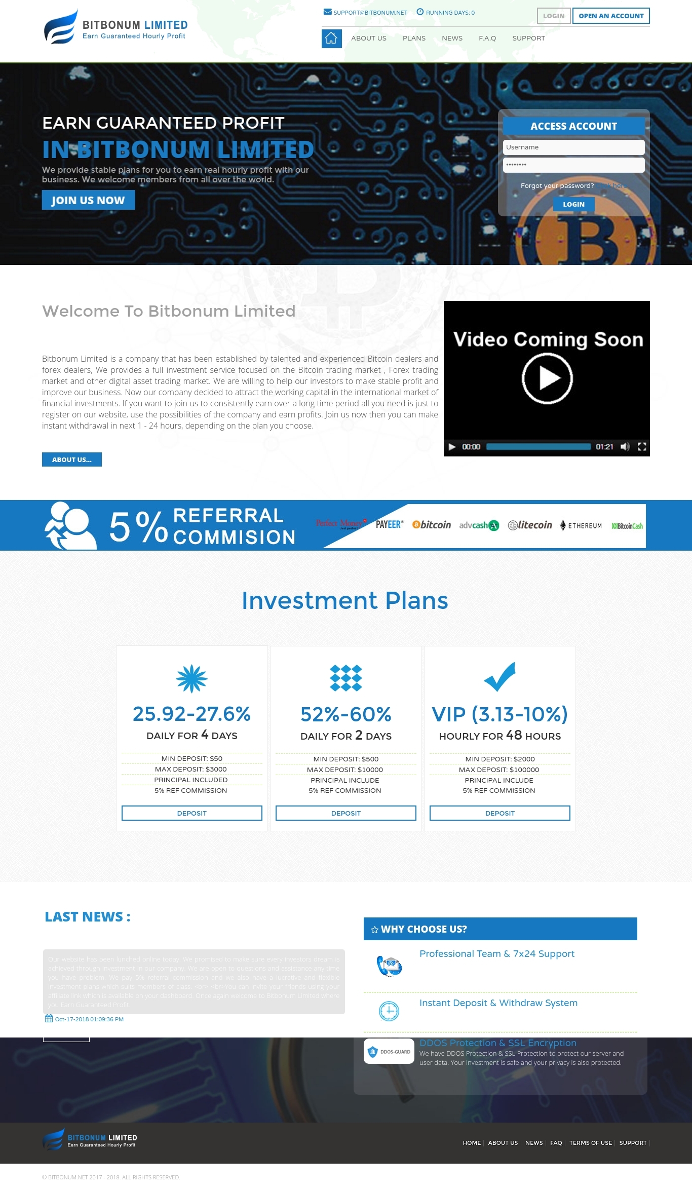 Gaming HYIP project Bitbonum Limited
