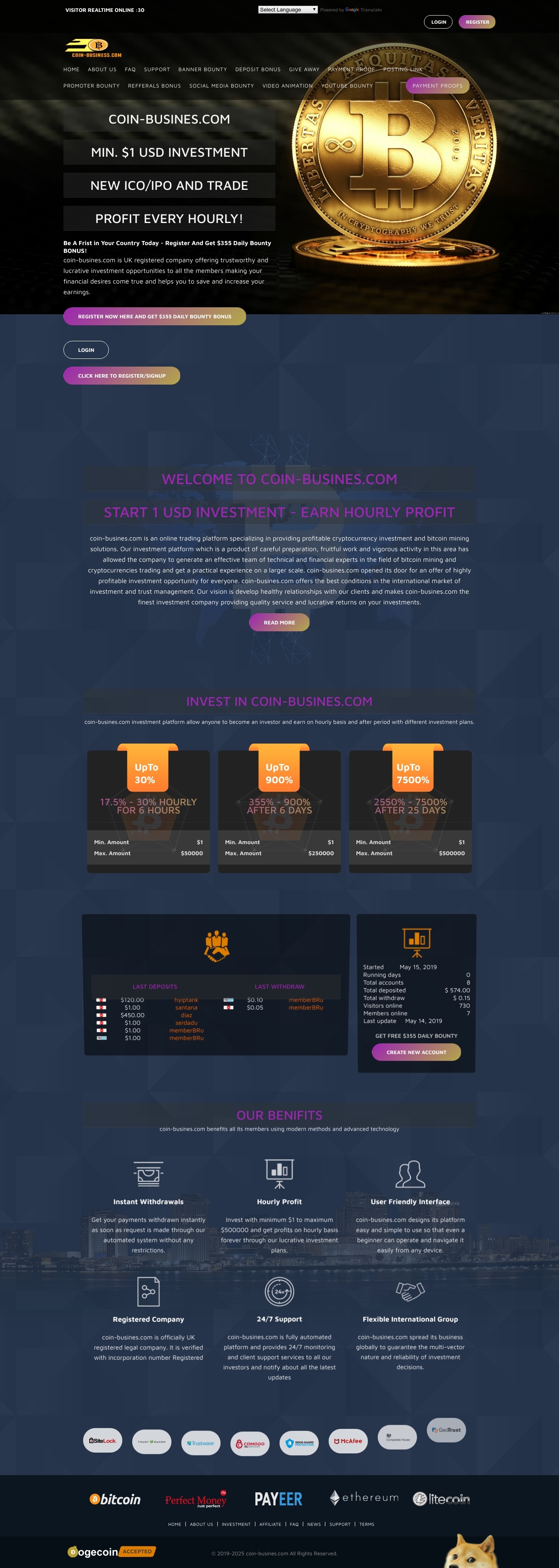 HYIP project Coin Busines Investment Ltd