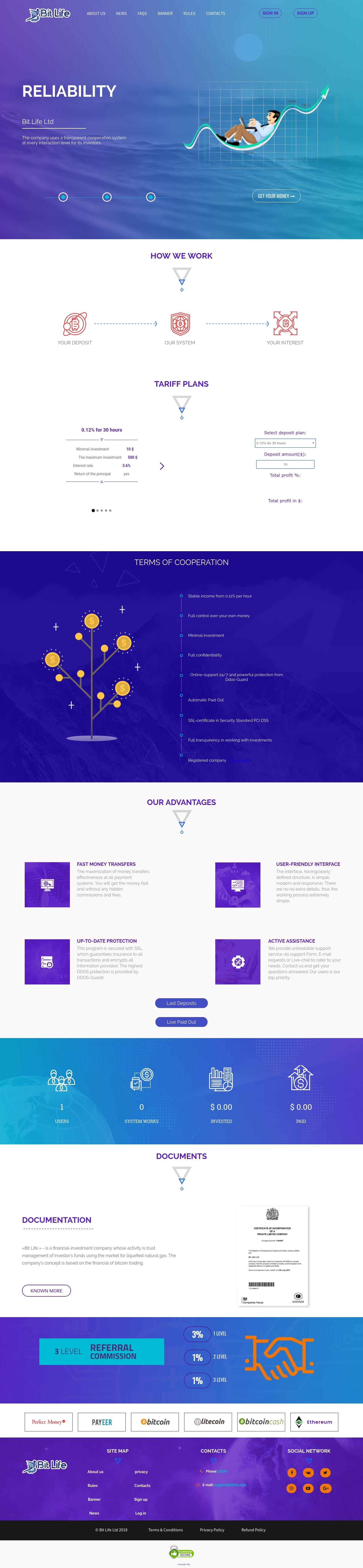 Investment project Bit Life Ltd