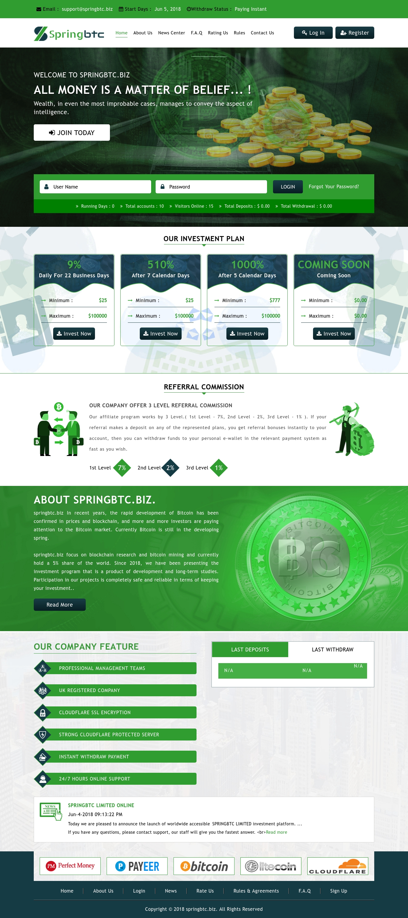 Investment project SPRINGBTC LTD